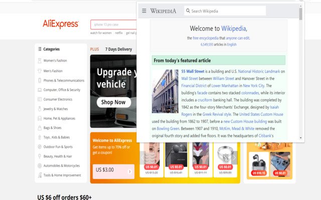 Lookup for Wikipedia  from Chrome web store to be run with OffiDocs Chromium online