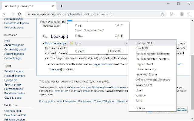 lookup stuff (lostu)  from Chrome web store to be run with OffiDocs Chromium online