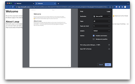Loop Printer BETA  from Chrome web store to be run with OffiDocs Chromium online