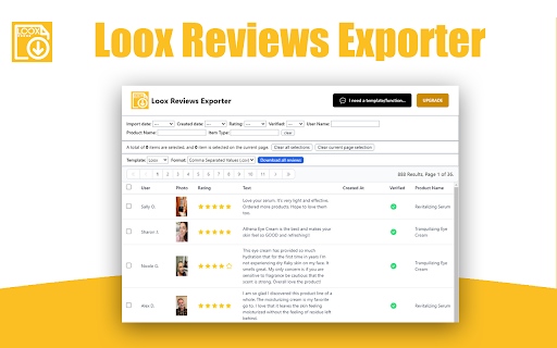 Loox reviews exporter  from Chrome web store to be run with OffiDocs Chromium online