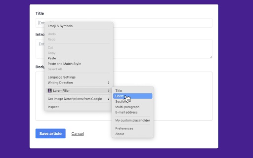 LoremFiller  from Chrome web store to be run with OffiDocs Chromium online