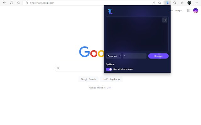 LoremGen  from Chrome web store to be run with OffiDocs Chromium online