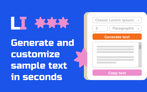 Lorem Ipsum Generator  from Chrome web store to be run with OffiDocs Chromium online