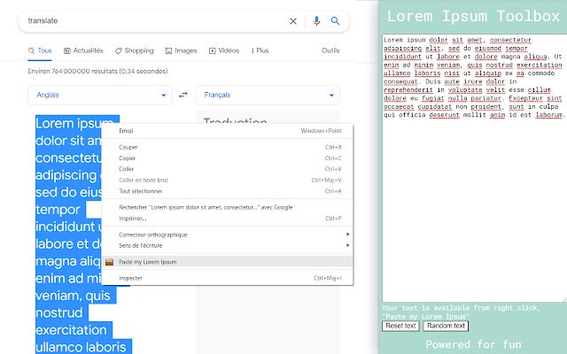 Lorem Ipsum Toolbox de Chrome web store se ejecutará con OffiDocs Chromium en línea