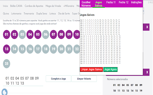 Lotofácil Automática  from Chrome web store to be run with OffiDocs Chromium online