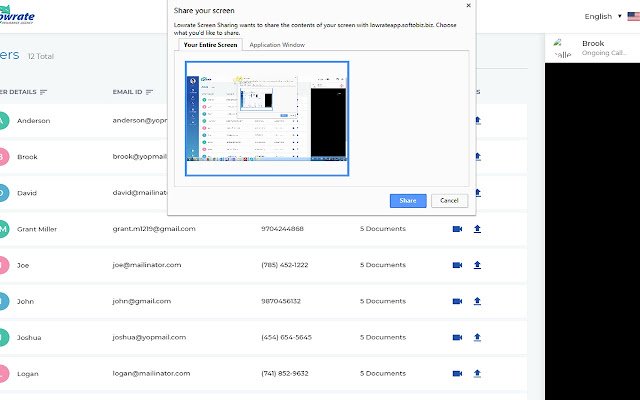 Lowrate Screen Sharing  from Chrome web store to be run with OffiDocs Chromium online
