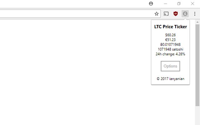 LTC Price Ticker da Chrome Web Store para ser executado com OffiDocs Chromium online