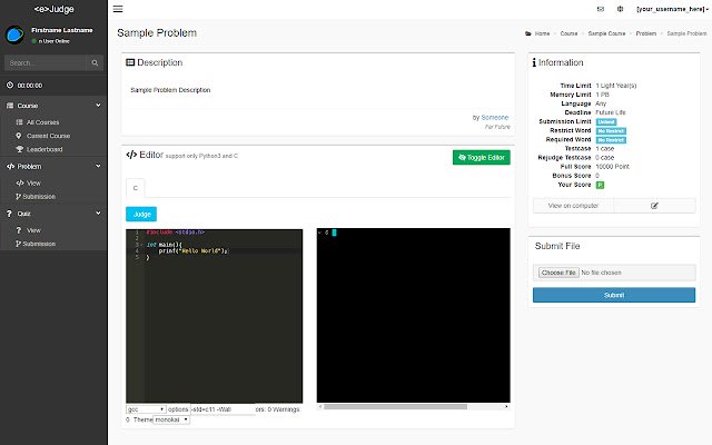 <e>Judge Extended  from Chrome web store to be run with OffiDocs Chromium online