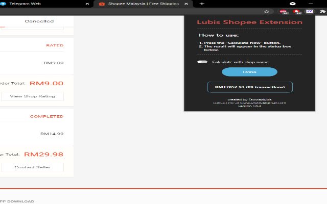 LubisShoppee من متجر Chrome الإلكتروني ليتم تشغيله باستخدام OffiDocs Chromium عبر الإنترنت