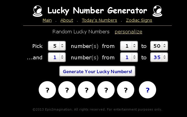 Lucky Number Generator van de Chrome-webwinkel om online met OffiDocs Chromium te worden uitgevoerd