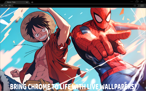 Luffy  Spiderman Epic Duo Live Wallpaper  from Chrome web store to be run with OffiDocs Chromium online
