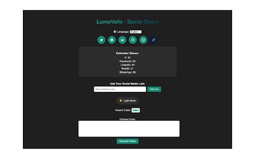 Lumavalle Social Share Buttons  from Chrome web store to be run with OffiDocs Chromium online