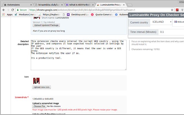 LuminateMe Proxy On Alerter  from Chrome web store to be run with OffiDocs Chromium online