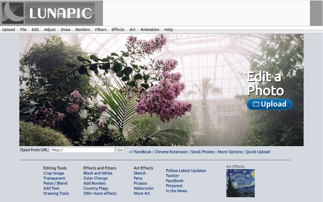 Chrome ウェブストアの LunaPic Online Photo Editor を OffiDocs Chromium online で実行
