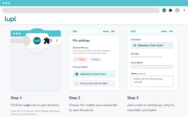 Lupl Pins Extension از فروشگاه وب Chrome با OffiDocs Chromium به صورت آنلاین اجرا می شود