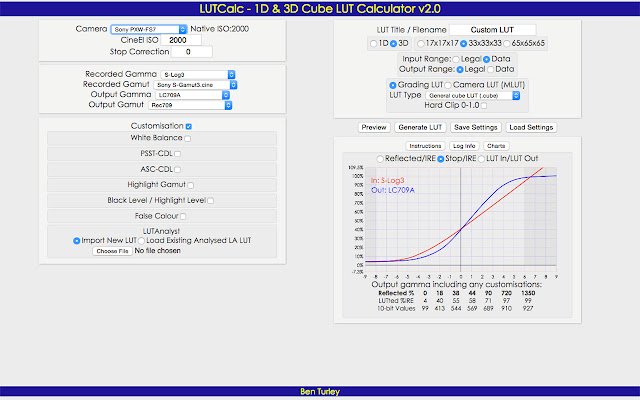 LUTCalc מחנות האינטרנט של Chrome להפעלה עם OffiDocs Chromium באינטרנט