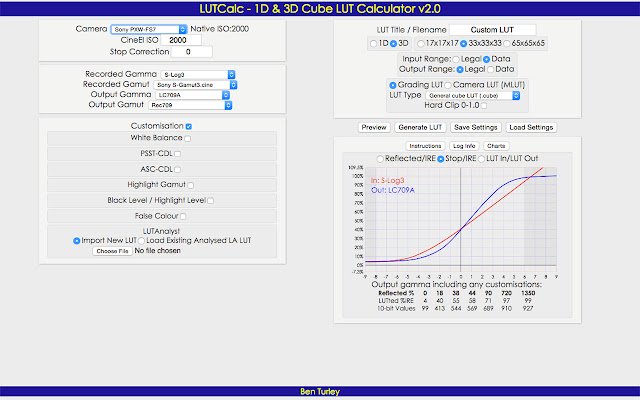 LUTCalc từ cửa hàng Chrome trực tuyến sẽ chạy với OffiDocs Chrome trực tuyến