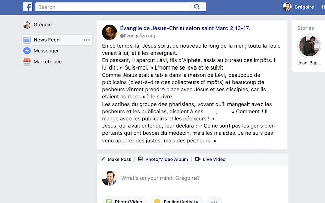 Lévangile dans Facebook  from Chrome web store to be run with OffiDocs Chromium online