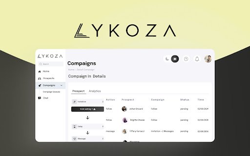 Lykoza LinkedIn automations tool  from Chrome web store to be run with OffiDocs Chromium online