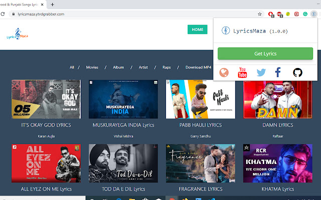 LyricsMaza از فروشگاه وب Chrome با OffiDocs Chromium به صورت آنلاین اجرا می شود