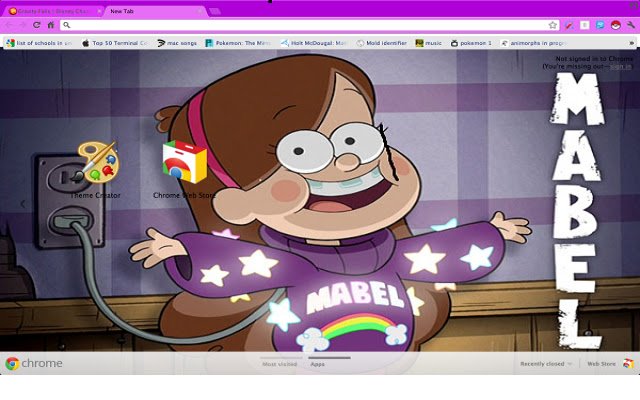 Mabel Gravity Falls מחנות האינטרנט של Chrome תופעל עם OffiDocs Chromium באינטרנט