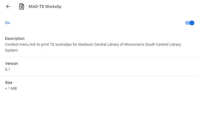 MAD TS Workslip  from Chrome web store to be run with OffiDocs Chromium online