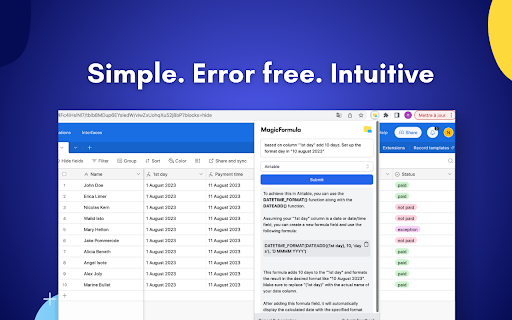 MagicFormula  from Chrome web store to be run with OffiDocs Chromium online