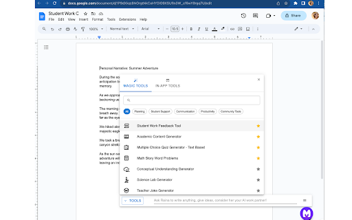 MagicSchool AI AI Assistant for Teachers  from Chrome web store to be run with OffiDocs Chromium online