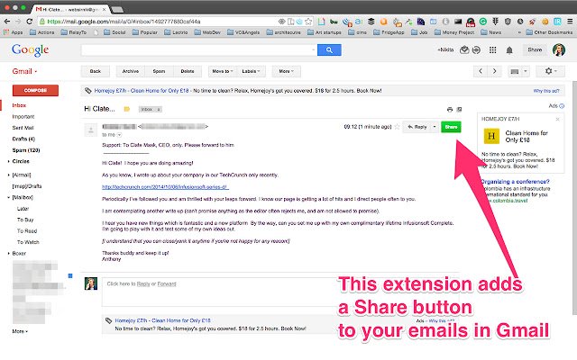 Maild Comparta e incruste sus correos electrónicos desde la tienda web de Chrome para que se ejecuten con OffiDocs Chromium en línea
