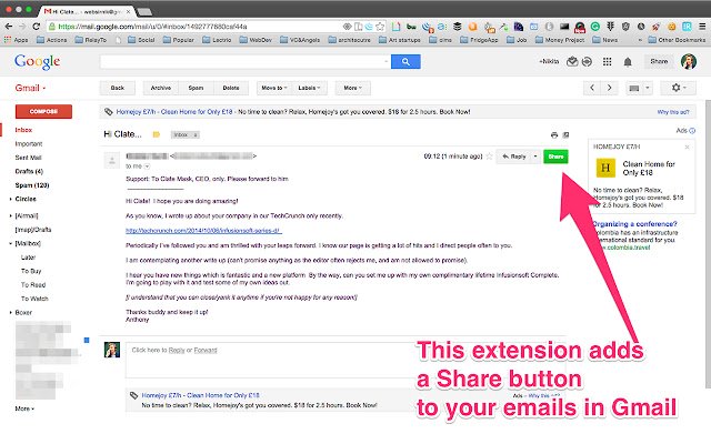 Maild Share and embed your emails  from Chrome web store to be run with OffiDocs Chromium online