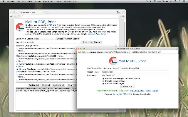 Почта в PDF, печать из интернет-магазина Chrome для запуска с помощью OffiDocs Chromium онлайн