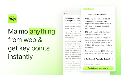 Maimo  from Chrome web store to be run with OffiDocs Chromium online