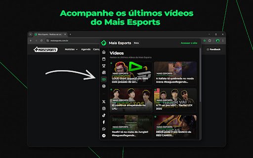 Mais Esports  from Chrome web store to be run with OffiDocs Chromium online