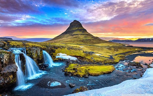 Majestic Snowy Mountain and Waterfall  from Chrome web store to be run with OffiDocs Chromium online