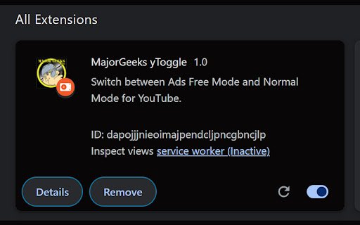 MajorGeeks yToggle  from Chrome web store to be run with OffiDocs Chromium online
