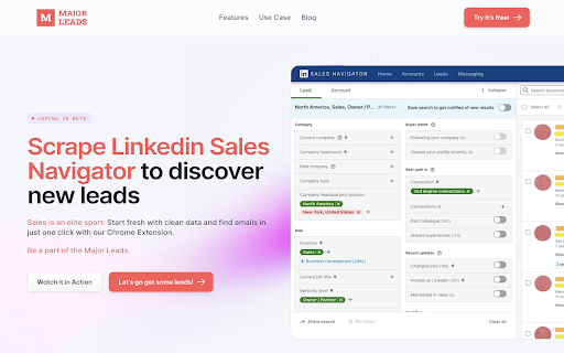 MajorLeads  from Chrome web store to be run with OffiDocs Chromium online