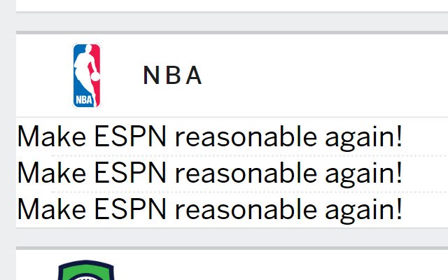 Make ESPN Reasonable Again  from Chrome web store to be run with OffiDocs Chromium online