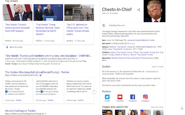 OffiDocs Chromium çevrimiçi ile çalıştırılacak Chrome web mağazasından Trump'ı Yeniden Tolere Edilebilir Hale Getirin