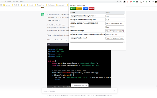 Manage LocalStorage  from Chrome web store to be run with OffiDocs Chromium online