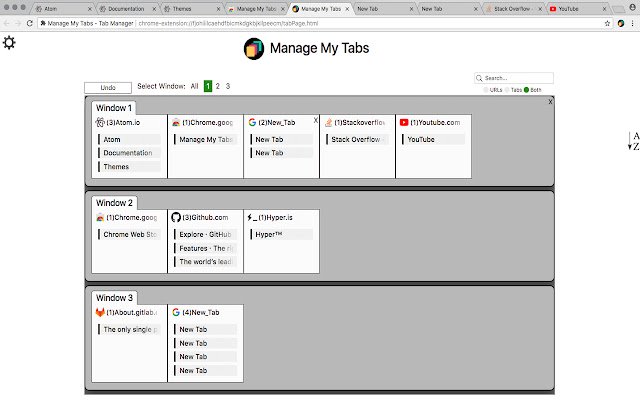 Manage My Tabs Tab Manager  from Chrome web store to be run with OffiDocs Chromium online