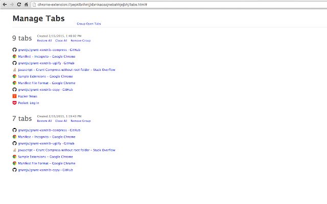 Pamahalaan ang Mga Tab mula sa Chrome web store na tatakbo sa OffiDocs Chromium online