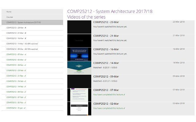 Manchester Lecture Tracker  from Chrome web store to be run with OffiDocs Chromium online