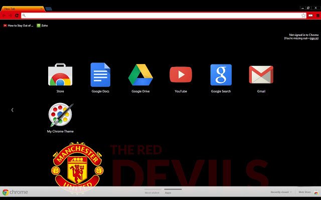 Manchester United-thema uit de Chrome-webwinkel voor gebruik met OffiDocs Chromium online