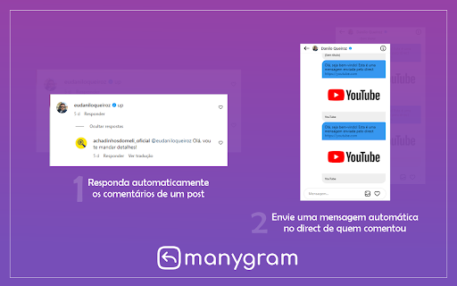 ManyGram Responda comentários e direct automaticamente no Instagram  from Chrome web store to be run with OffiDocs Chromium online