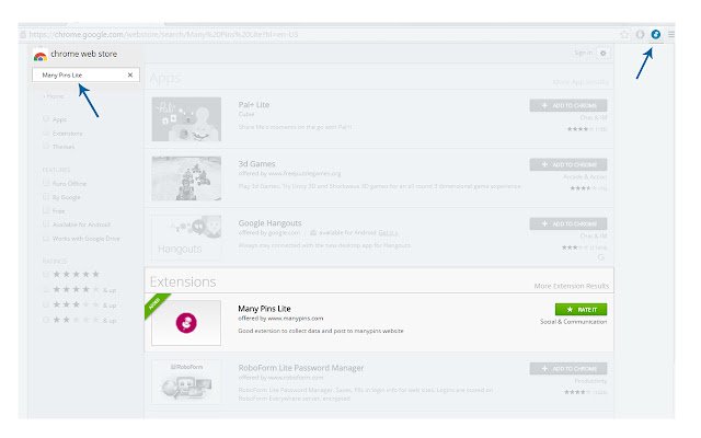 Many Pins Lite  from Chrome web store to be run with OffiDocs Chromium online