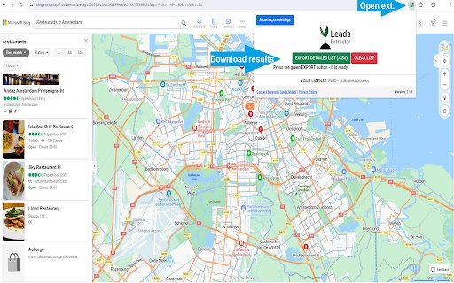 Maps Scraper by Leads Extractor  from Chrome web store to be run with OffiDocs Chromium online