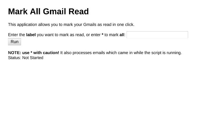 Marquer tout Gmail lu depuis la boutique en ligne Chrome pour être exécuté avec OffiDocs Chromium en ligne