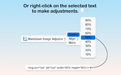 Markdown Image Adjuster  from Chrome web store to be run with OffiDocs Chromium online