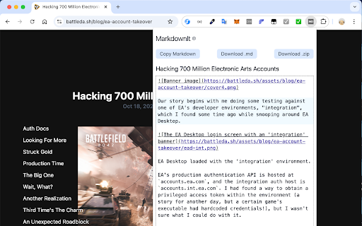 MarkdownIt Markdown Web Clipper  from Chrome web store to be run with OffiDocs Chromium online