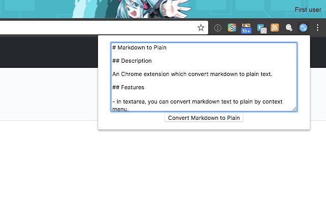 Markdown to Plain  from Chrome web store to be run with OffiDocs Chromium online